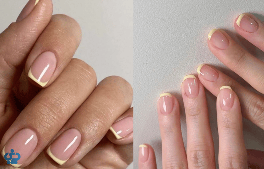 لاک و ناخون زرد کره ای فرنچ مینیمال