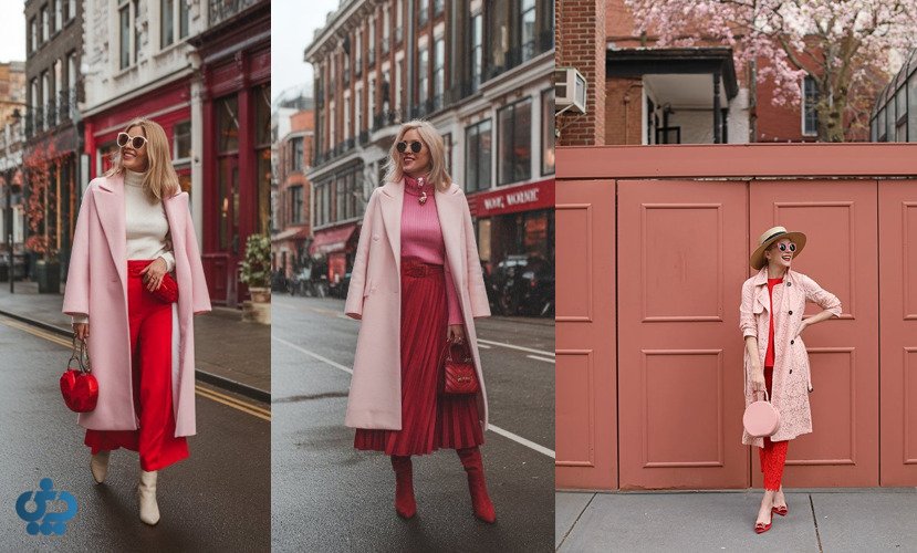 استایل ترکیب رنگ صورتی و قرمز