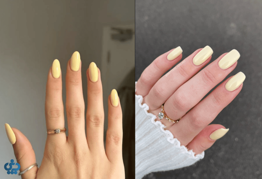 لاک و ناخون زرد کره ای ساده و مینیمال