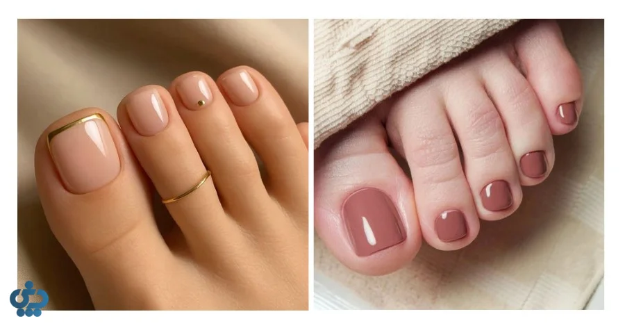 مدل ناخن پا ساده با لاک‌های نود و ملایم