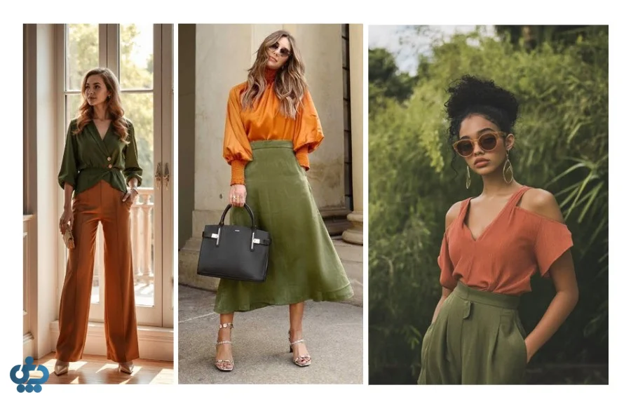 ست پاییزی زیتونی و نارنجی