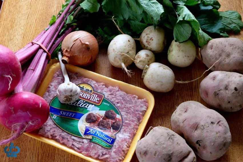 مواد لازم برای سوپ شلغم