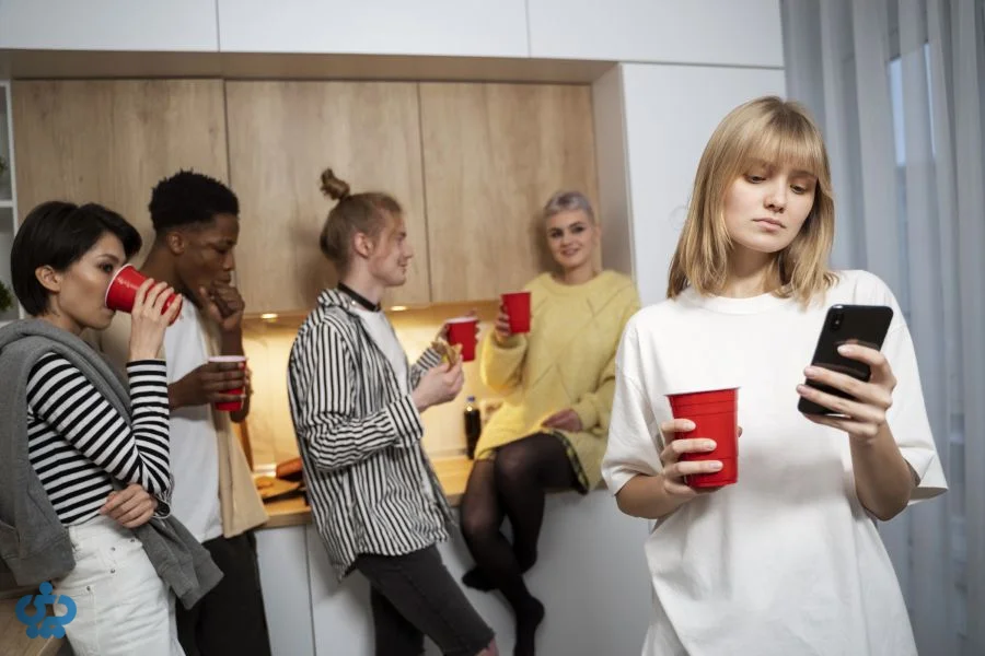 وقتی در جمع دوستان سرت تو گوشیه