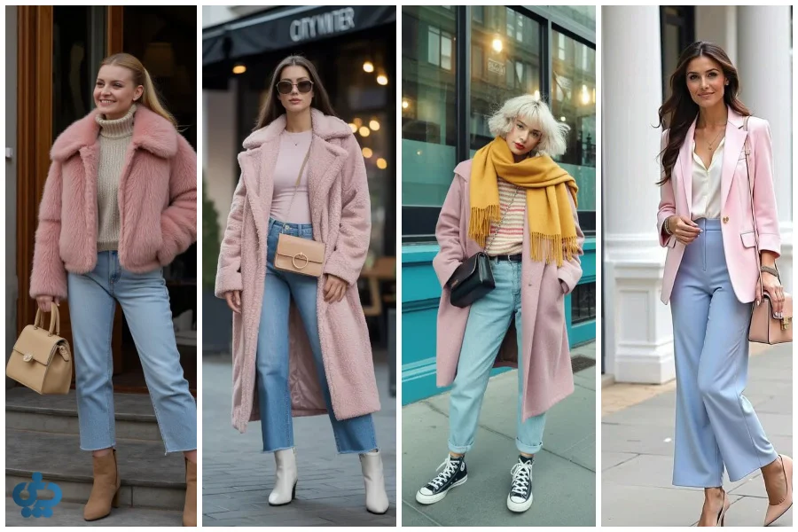 استایل صورتی ملایم با آبی آسمانی