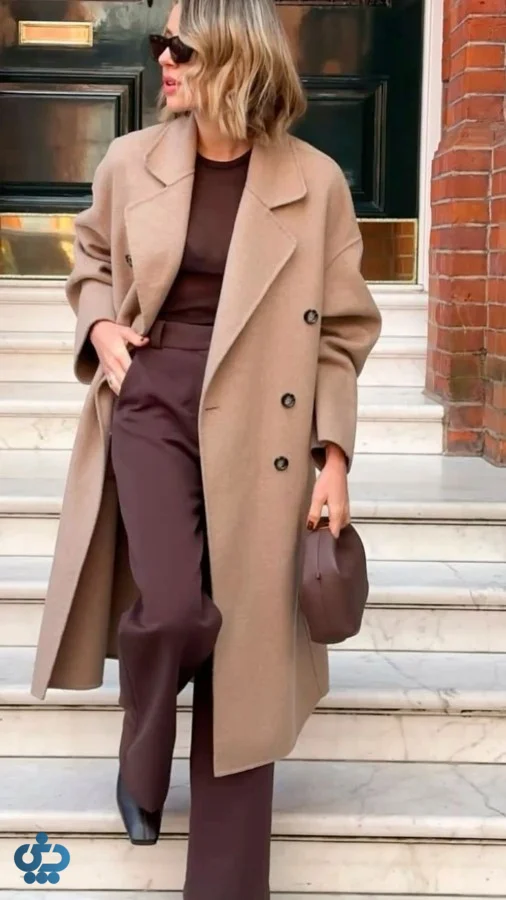 استایل با پالتوی شرابی اورسایز