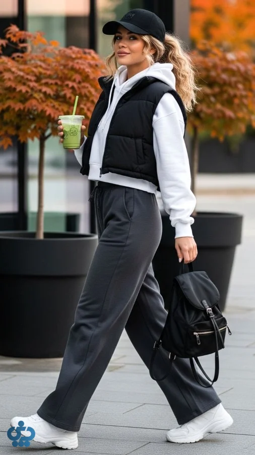 استایل با پافر همراه با شلوار و لگ و دامن