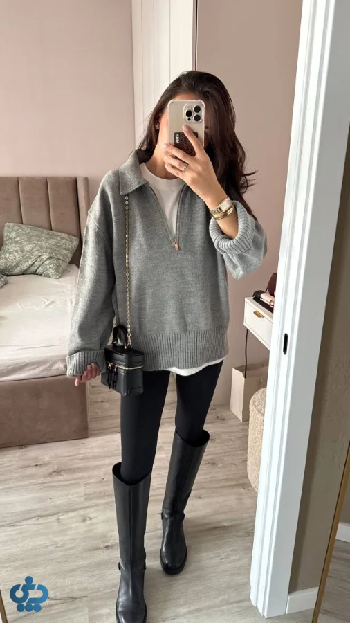 استایل با بوت همراه با شلوار و لگ