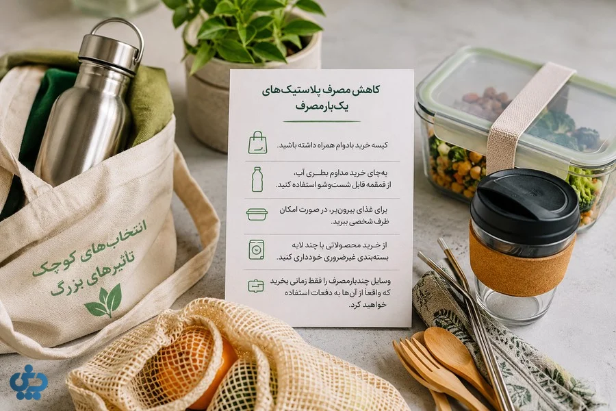 کیسه پارچه‌ای، قمقمه و ظروف چندبارمصرف برای کاهش پلاستیک‌های یک‌بارمصرف